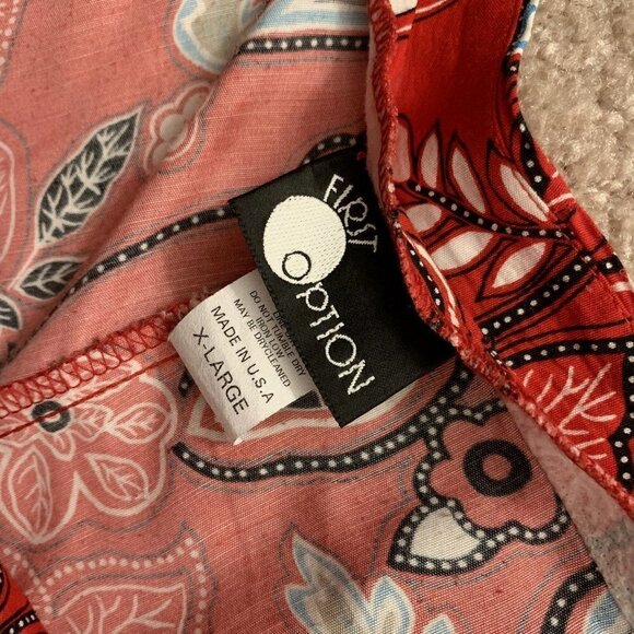 First Option. Size XL. Border Print Crop Tea Length Pants. Tie Waist. B56 - Picture 3 of 4